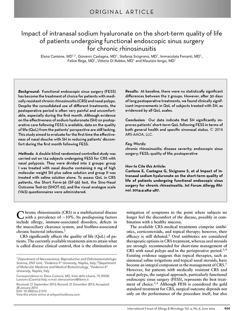 Effect of sodium hyaluronate on the quality of life of patients undergoing sinus surgery for chronic rhinosinusitis.jpg